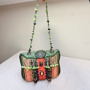 Beaded and Embellished Boho Cloth Clutch Shoulder Bag